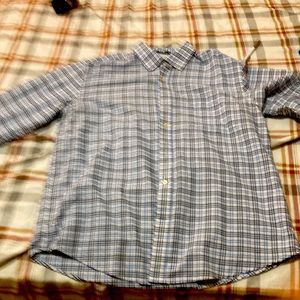 Saint John’s Bay light blue,dark blue and white long sleeve button up shirt..!